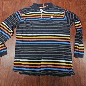 Striped Rocawear Long Sleeve Polo Shirt Size XL